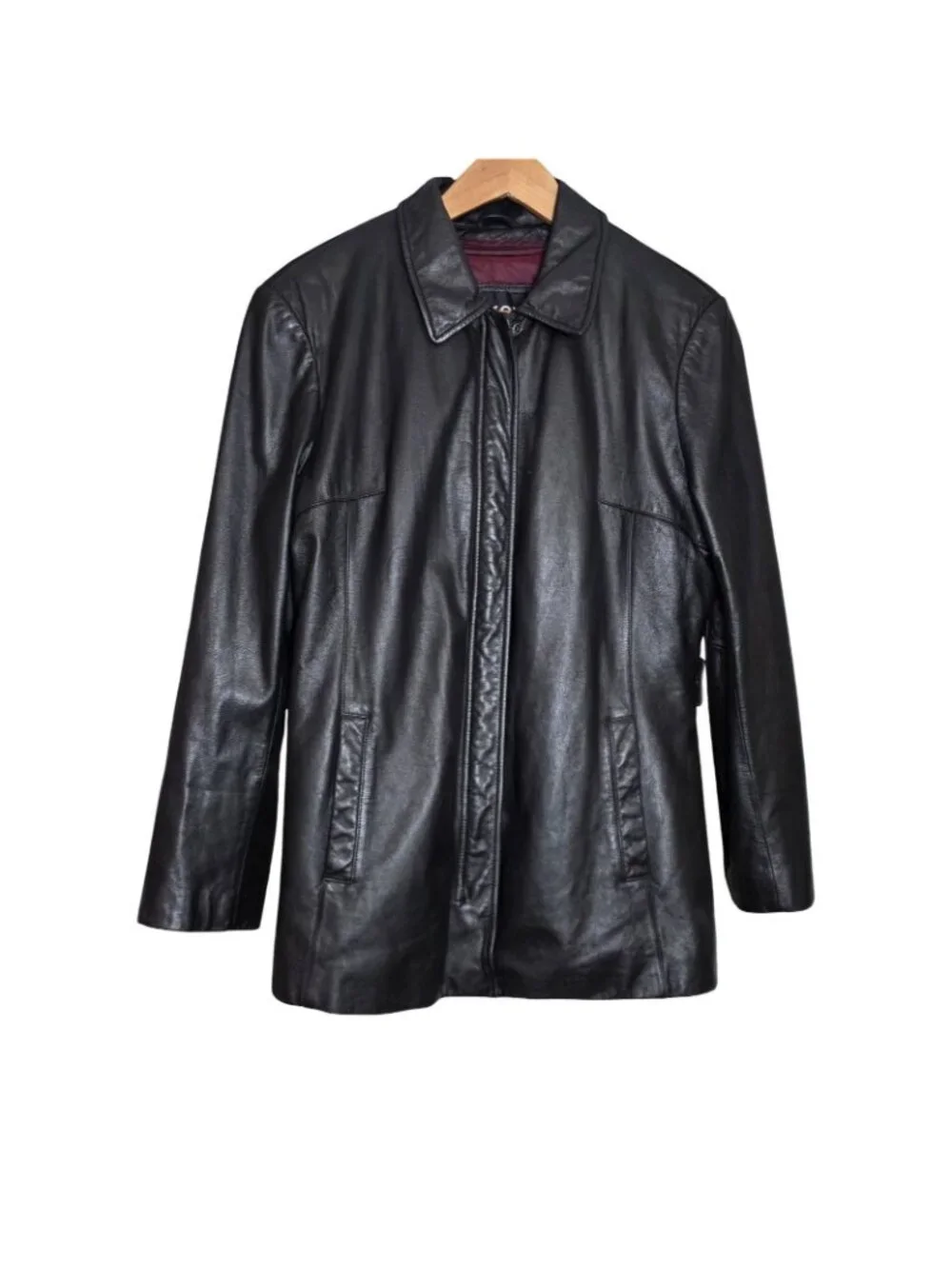 Women's - Wilson Black Leather Zip Up Jacket, Size Large - Picture 2 of 10